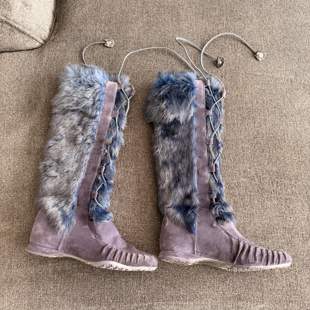 Vero Cuoio Gray Fur Lace-Up Winter Boots